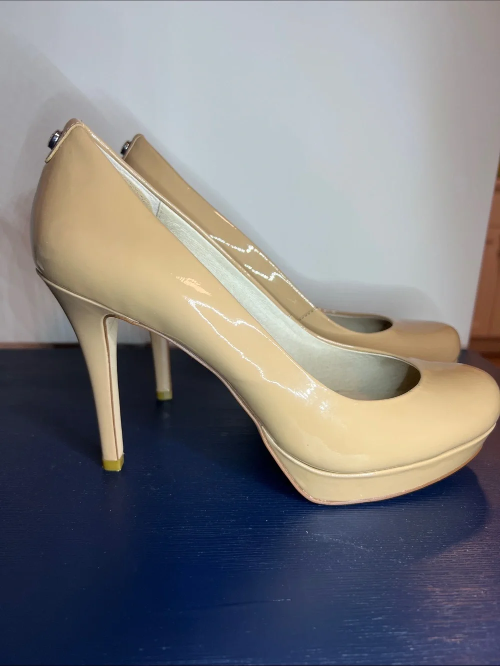 Michael Kors Nude  Patent Leather Platform Stiletto Pumps - Womens Heels Size 8